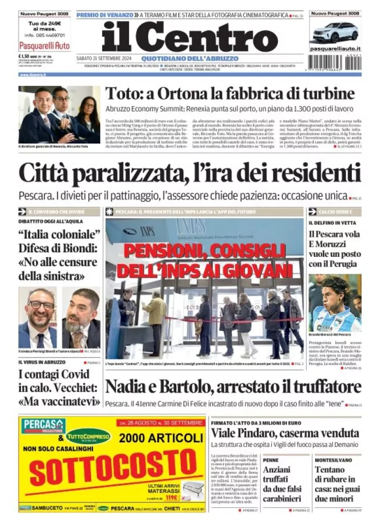 Prima-pagina-il centro-oggi-edizione-del-2024-09-21